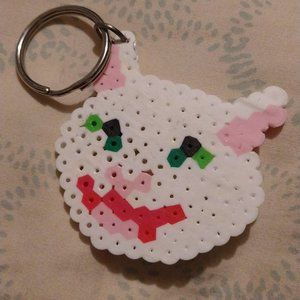 Perler Smudge the Meme Cat OOAK keychain